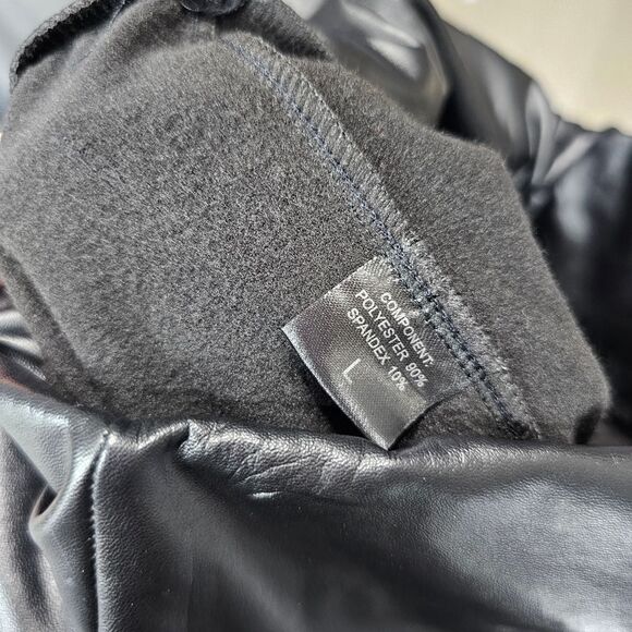 Faux leather leggings pants fleece lined large black - Picture 3 of 3